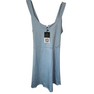 NWT POWER Blue athletic dress 1/2 zip cross back & shorts with pocket A line